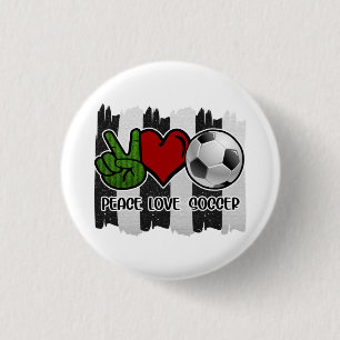 Soccer Peace and Love 1 Inch Round Button