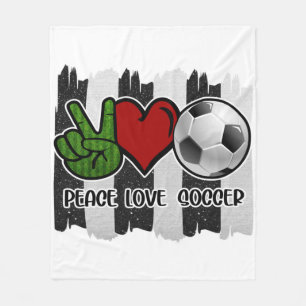 Soccer Peace and Love Fleece Blanket