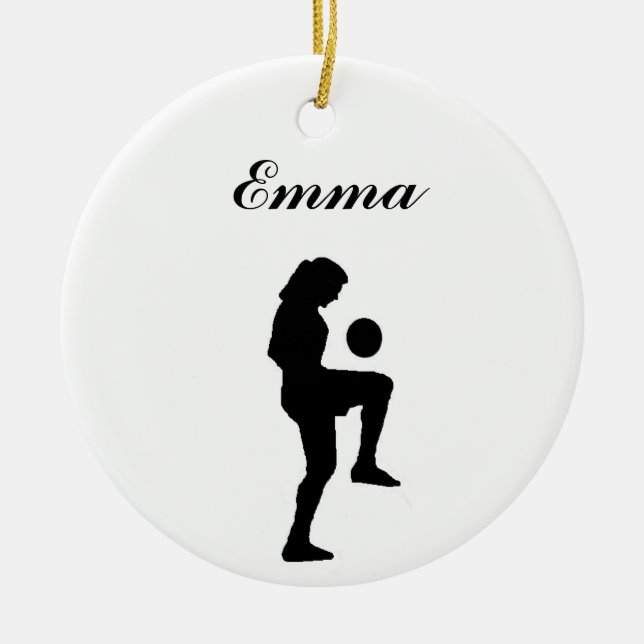 Soccer Personalized Christmas Ornament (female) (Front)