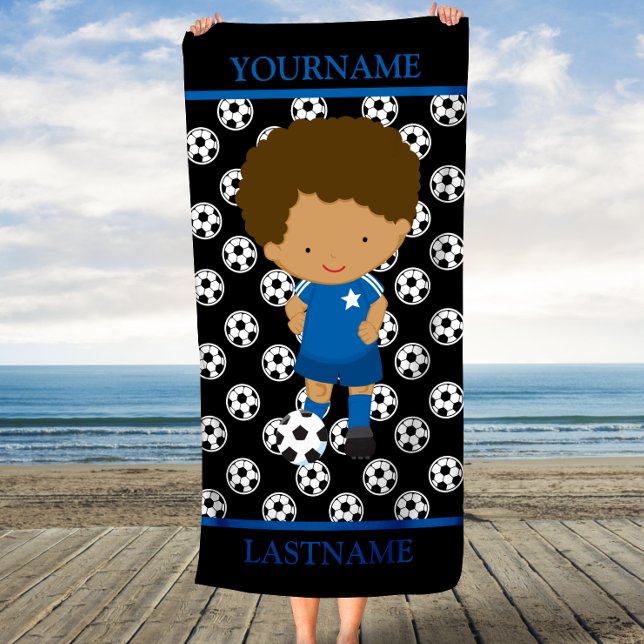 Soccer Personalized Name Kids Beach Towel (Creator Uploaded)