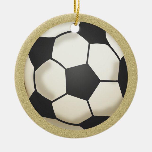 Soccer Photo Keepsake Gold Ceramic Ornament (Front)