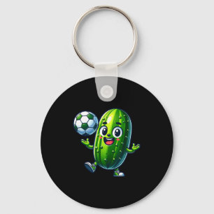 Soccer pickle mascot cute cartoon football humour keychain