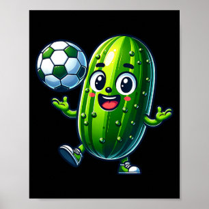 Soccer pickle mascot cute cartoon football humour  poster