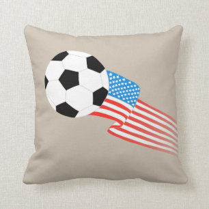 Soccer Pillow: Beige USA Throw Pillow