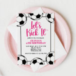Soccer Pink Birthday Invitation<br><div class="desc">Hot Pink, Black and White Soccer Birthday</div>