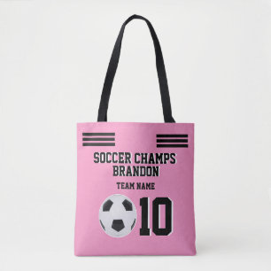 soccer pink black tote bag personalized sport gol