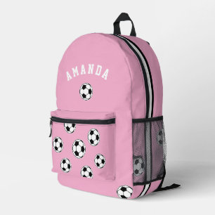 Soccer Pink Personalised Kids Back to School Printed Backpack