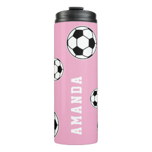 Soccer Pink Personalised Kids Back to School Thermal Tumbler