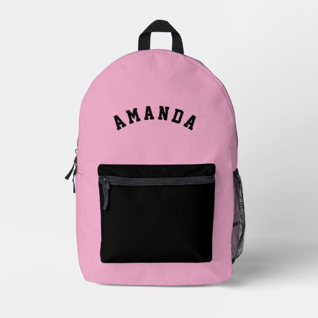 Soccer Pink Personalized Kids Back to School Print Printed Backpack (Front)