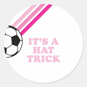 Soccer Pink Stripes Hat Trick Birthday Classic Round Sticker