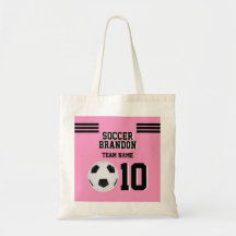 soccer pink tote bag personalized football