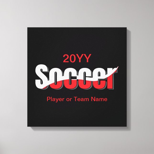 Soccer Player Abstract Swish - Word Art Canvas Print (Front)