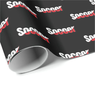 Soccer Player Abstract Swish - Word Art Wrapping Paper