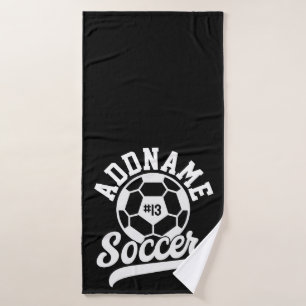 Soccer Player ADD NAME Football Team Personalized Bath Towel Set