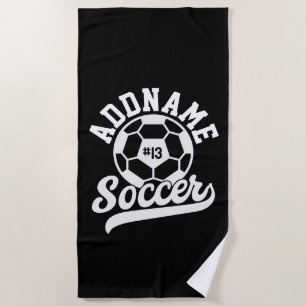 Soccer Player ADD NAME Football Team Personalized Beach Towel