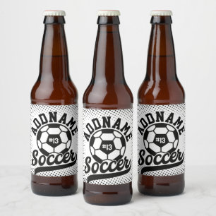 Soccer Player ADD NAME Football Team Personalized Beer Bottle Label