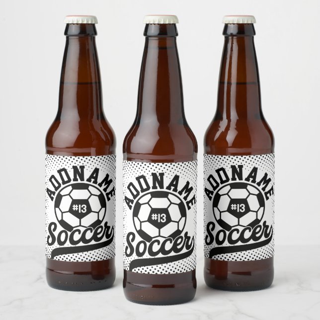 Soccer Player ADD NAME Football Team Personalized Beer Bottle Label (Bottles)