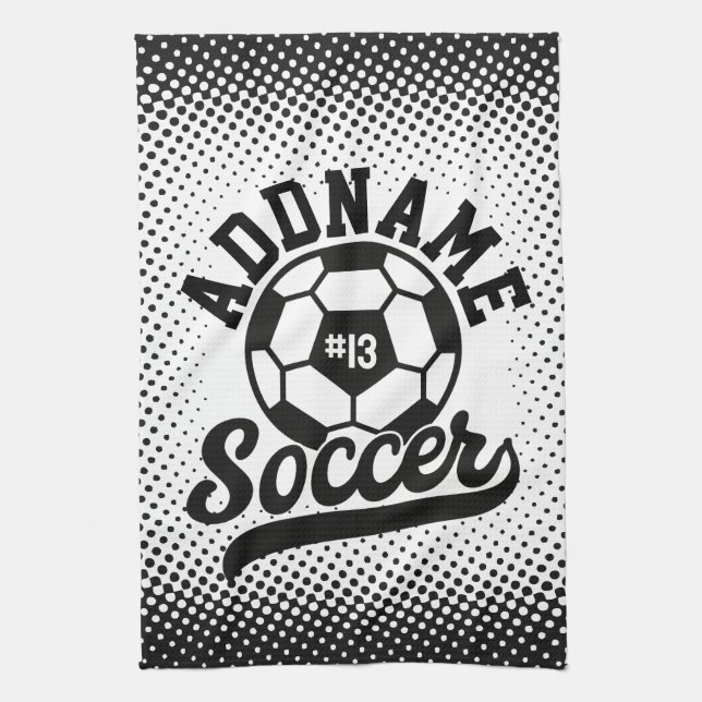 Soccer Player ADD NAME Football Team Personalized Kitchen Towel (Vertical)