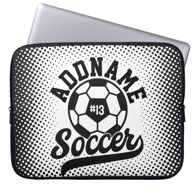 Soccer Player ADD NAME Football Team Personalized Laptop Sleeve (Front)