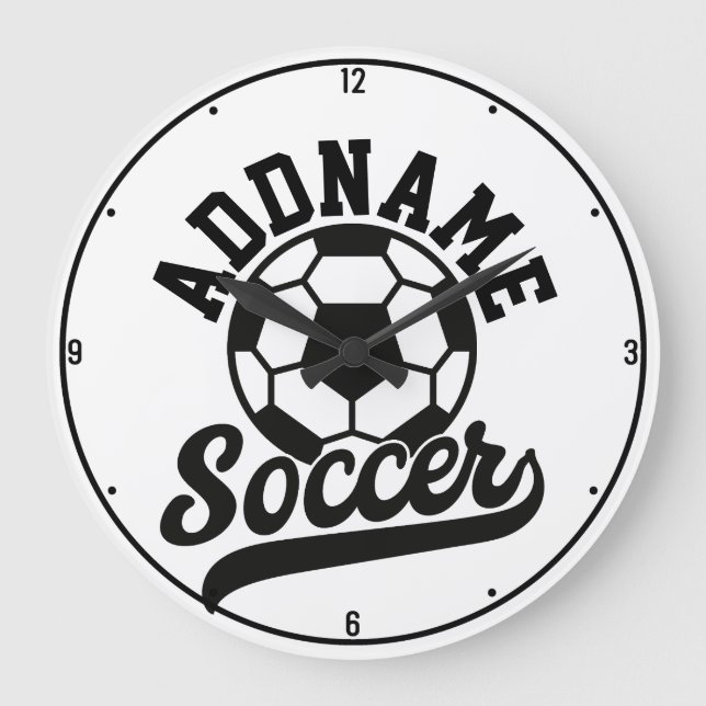 Soccer Player ADD NAME Football Team Personalized Large Clock (Front)