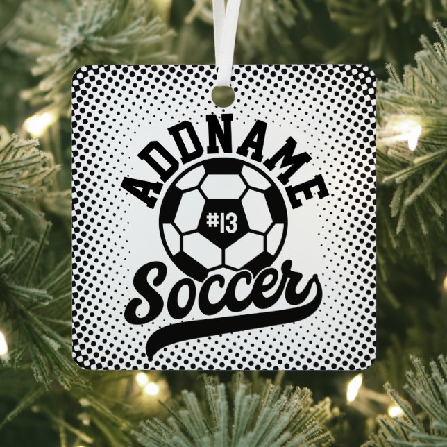 Soccer Player ADD NAME Football Team Personalized Metal Ornament (Insitu)
