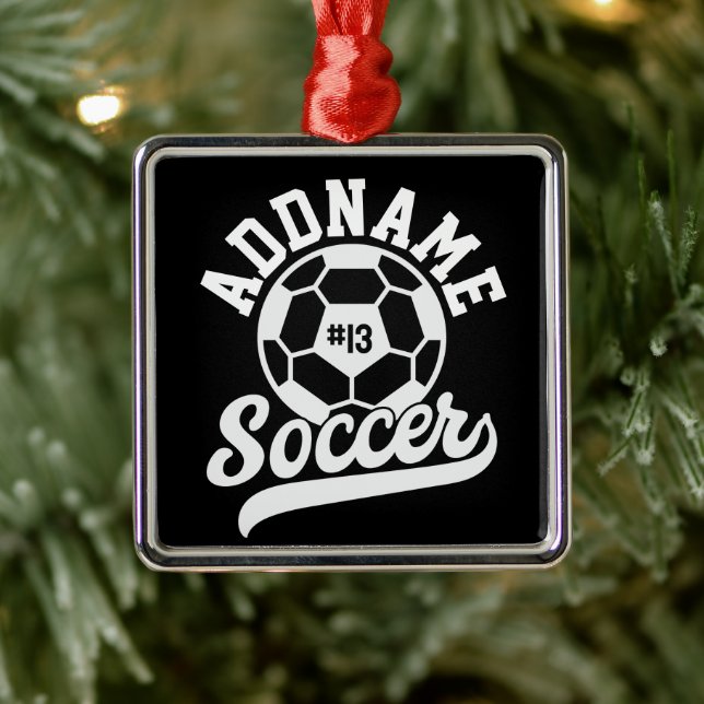 Soccer Player ADD NAME Football Team Personalized Metal Ornament (Tree)
