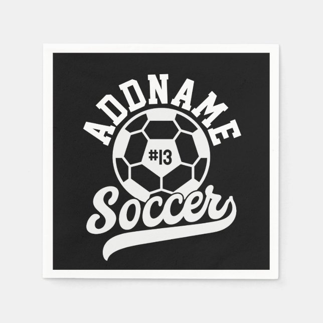 Soccer Player ADD NAME Football Team Personalized Napkin (Front)