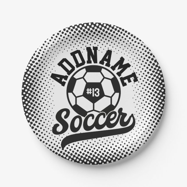 Soccer Player ADD NAME Football Team Personalized Paper Plate (Front)