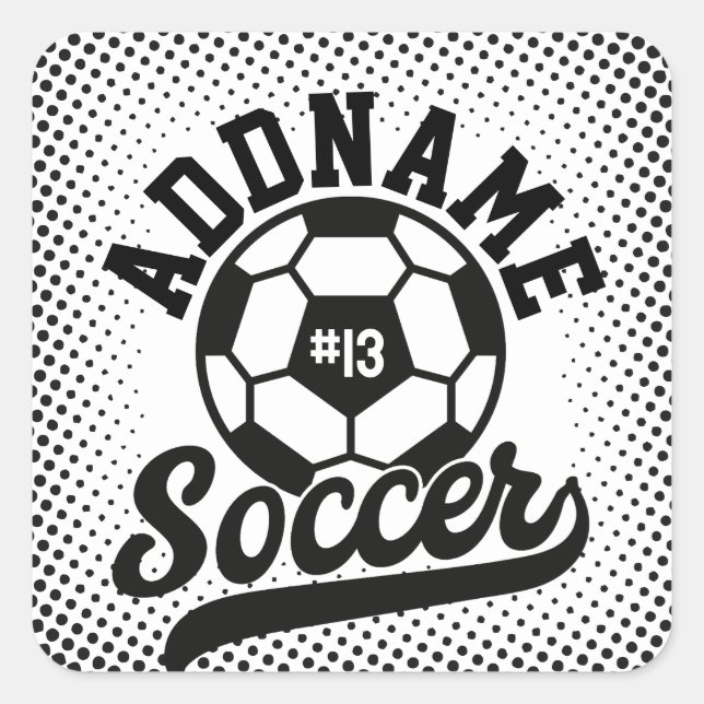 Soccer Player ADD NAME Football Team Personalized Square Sticker (Front)