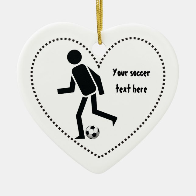 Soccer player and ball custom gift ceramic ornament (Front)