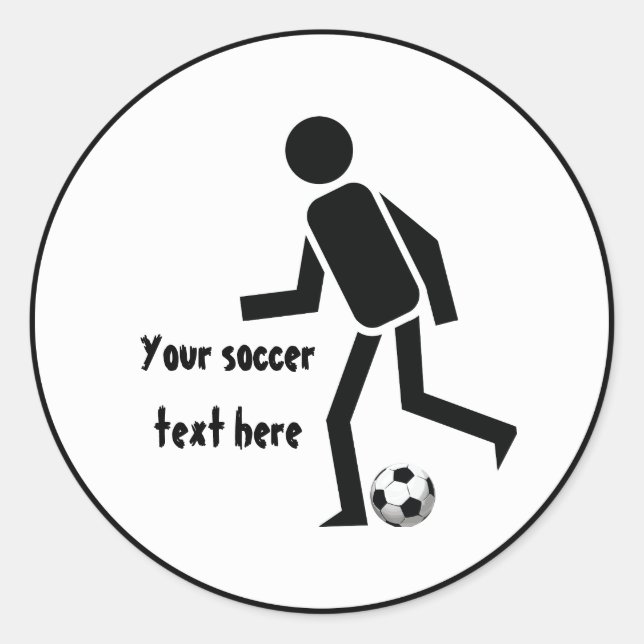 Soccer player and ball custom gift classic round sticker (Front)