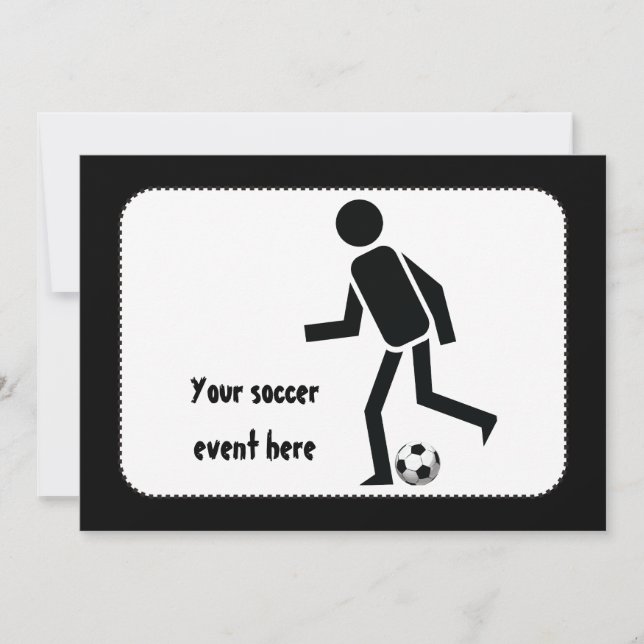 Soccer player and ball custom gift invitation (Front)