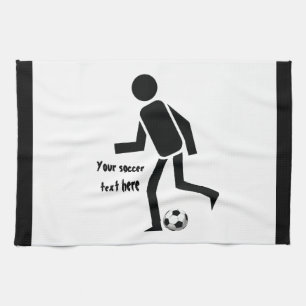 Soccer player and ball custom gift kitchen towel