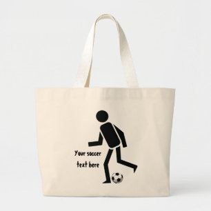 Soccer player and ball custom gift large tote bag