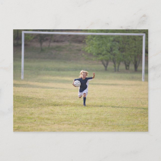 Soccer player cheering and yelling postcard (Front)