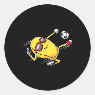 Soccer Player Chicken Nugget Playing Soccer Girls Classic Round Sticker