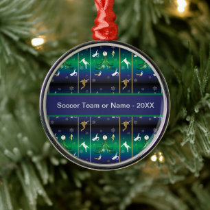 Soccer Player Christmas Snowflake Pattern Metal Or Ornament