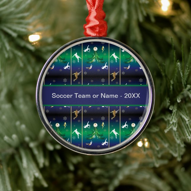 Soccer Player Christmas Snowflake Pattern Metal Or Ornament (Tree)