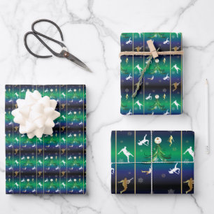 Soccer Player Christmas Tree on Christmas Wrapping Paper Sheet