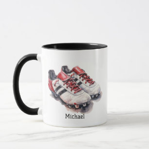 Soccer player coach shoes realistic name/ initials mug