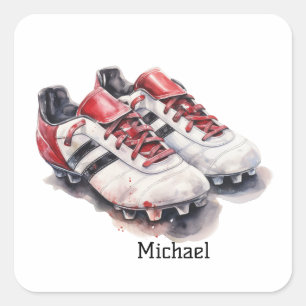 Soccer player coach shoes realistic name/ initials square sticker