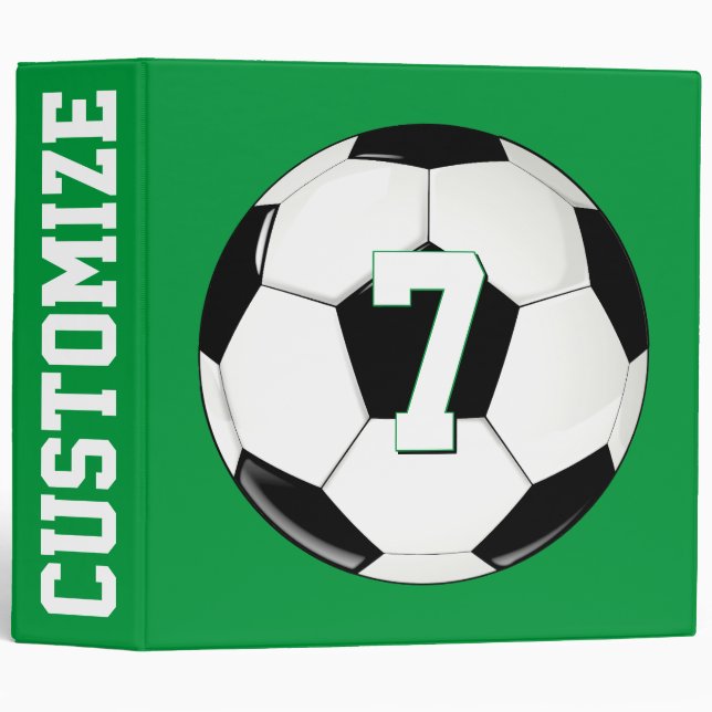 Soccer Player Custom Jersey Number & Team Name Binder (Front/Spine)