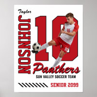 Soccer Player Custom Photo Jersey Number Red
