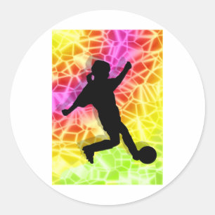 Soccer Player & Fluorescent Mosaic Classic Round Sticker