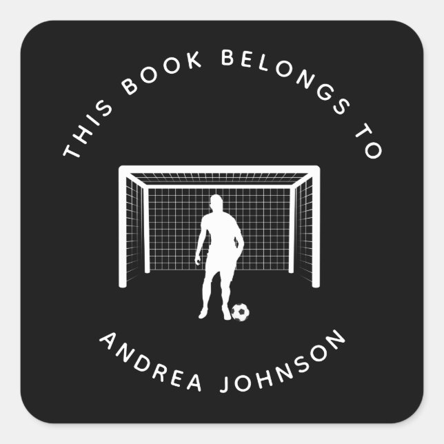 Soccer Player Goalie Goalkeeper Bookplate Square Sticker (Front)