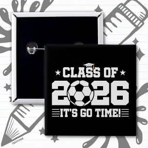 Soccer Player Graduation Class of 2026 Senior 2 Inch Square Button