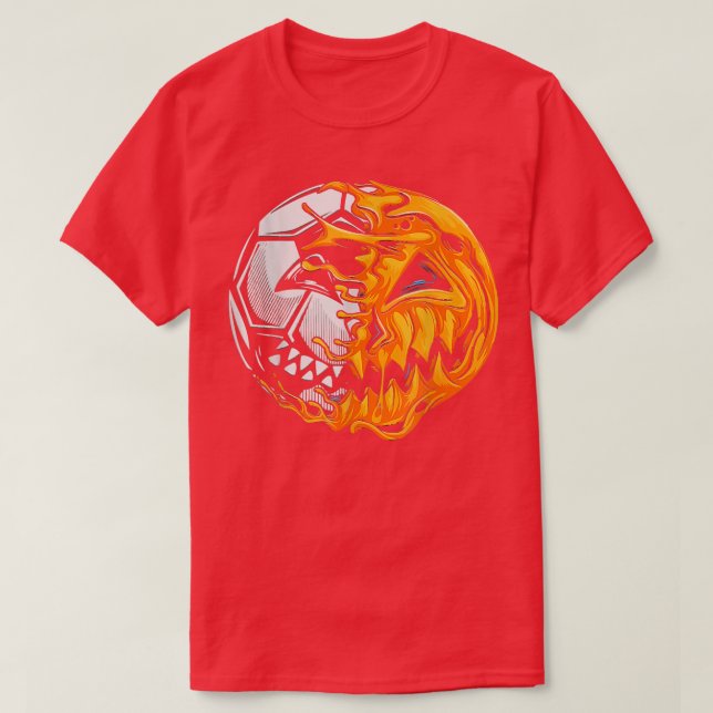 Soccer Player Halloween Pumpkin Skeleton Hallows'  T-Shirt (Design Front)