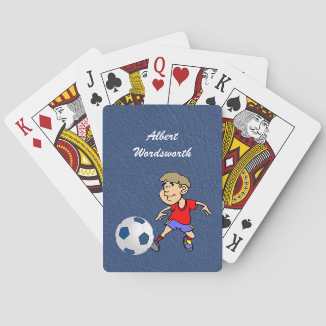 Soccer - Player image and Ball - Personalize Playing Cards (Back)