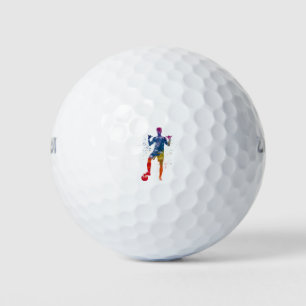Soccer player in watercolor golf balls