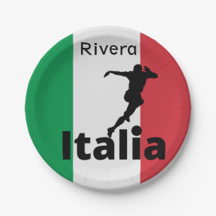 Soccer Player, Italy customizable Paper Plate